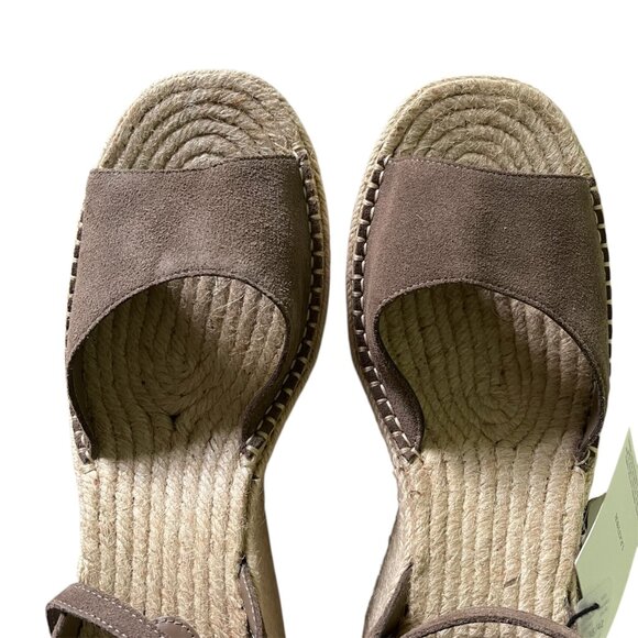 Mango MNG NWT Leather Espadrilles Wedge Sandals Platform Round toe Size 10 - Picture 3 of 7